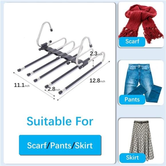 Magic Pants Hangers Space Saving - 2 Pack for Closet Multiple Layers - Picture 6 of 7